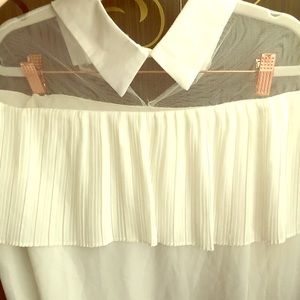 White Collar Blouse Transparent Off the Shoulders